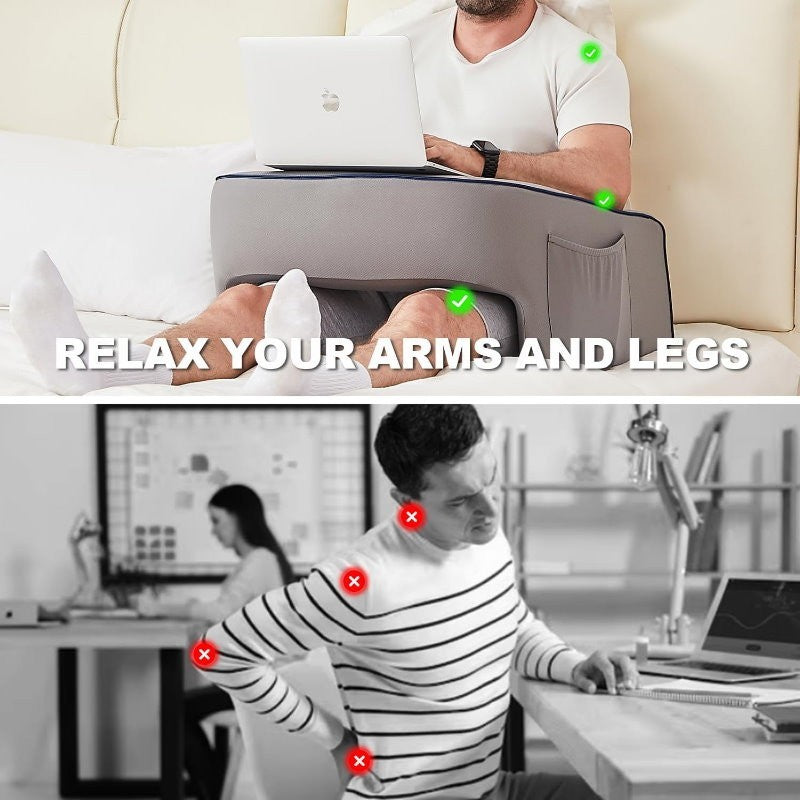 Casual Living Lap Desk Pillow Memory Foam Removable Knit Cover for Bed & Couch