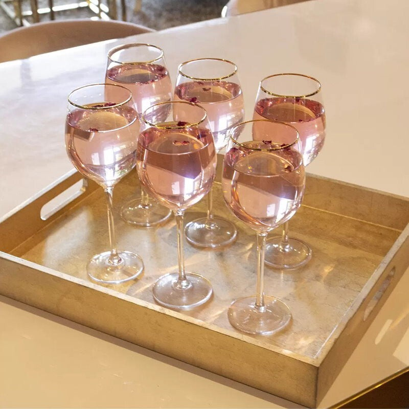 Cristina Re Chiara Wine Glasses - 6 Piece Set, 24ct Gold Trimmed & Lead Free