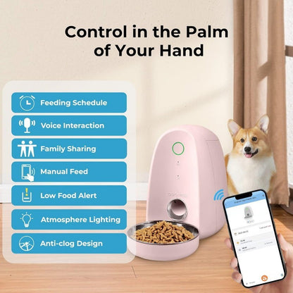 DOGNESS F05 App Smart Pet Dog/Cat Feeder Mini 2L with Microphone for Small Pets