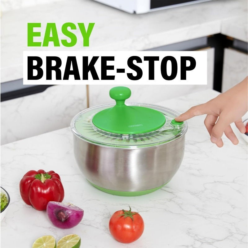 Rollkitchen 4.5L Stainless Steel Salad Spinner Spin Dry Multi-Use Lettuce Washer