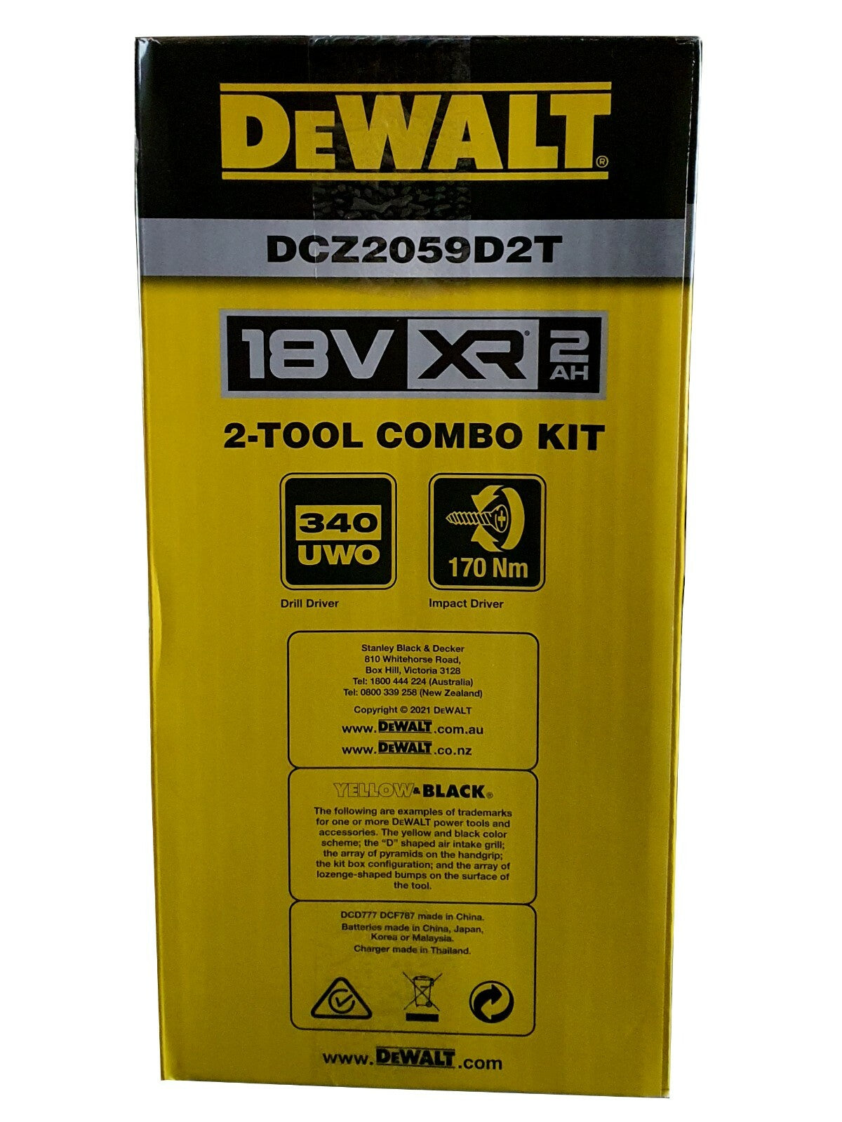 Dewalt Drill Driver Impact Driver DCD777 DCF787 2x 2AH 18V Battery Brushless Kit