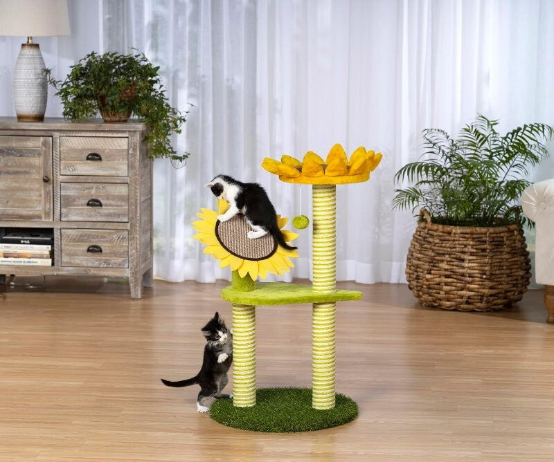Kitty Power Paws 92cm Sunflower Playground Luxurious Cat Tree for Lounging, Play