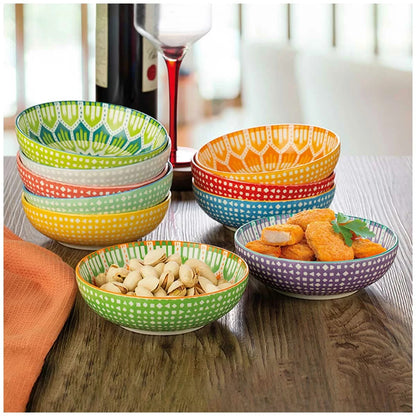 Signature Housewares Snack Bowls Set Food Stoneware Dishwasher Safe Bowls 10 pcs