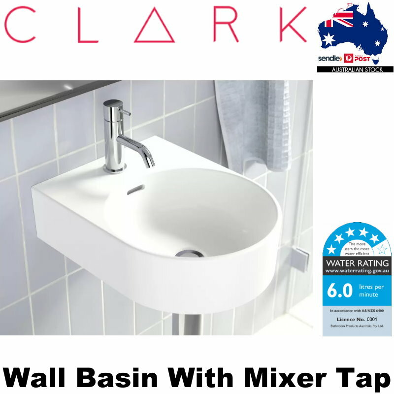 Clark Round Wall Basin 350mm One Taphole with Chrome Round Pin Basin Mixer Tap