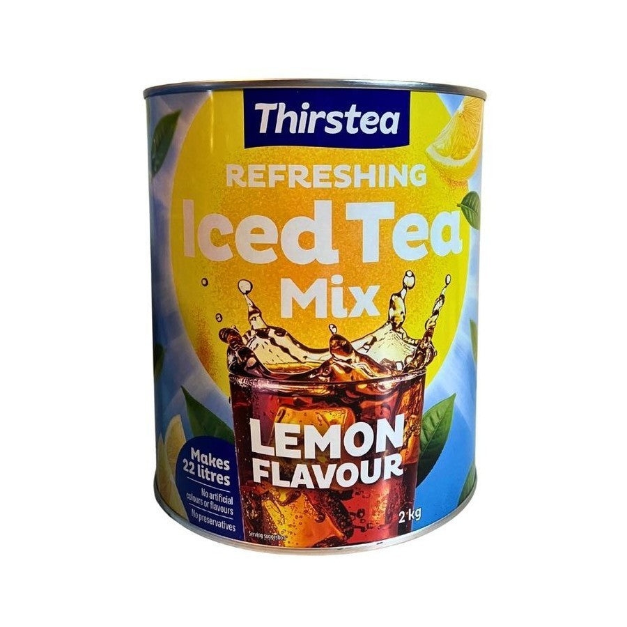 Lemon Iced Tea Mix 2Kg Tin Make 22L Pitcher Instant Drink Cold Natural Tea Taste