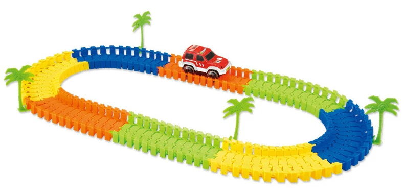 QWZ Railway Magical Flexible Track Car Toy Set DIY Railway Road 28/96/192 Pieces