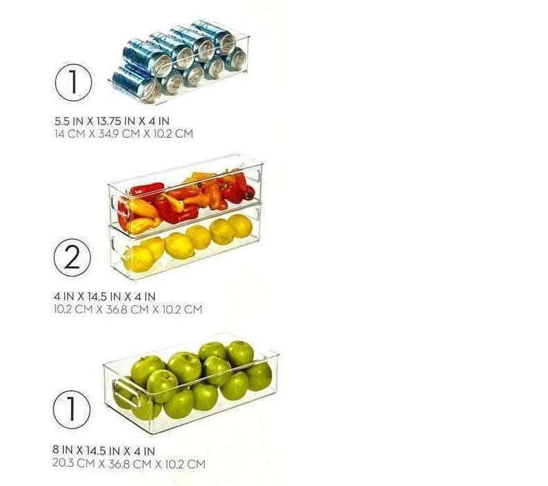 iDesign 4-Piece Kitchen Fridge Organiser Storage Bins Set BPA-free, Visibility