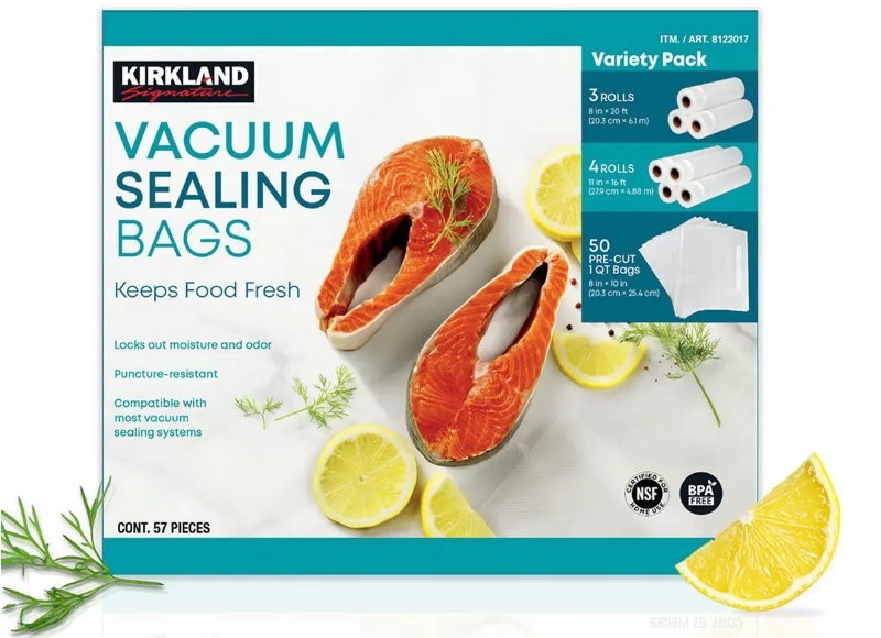 Kirkland Signature 57-Piece Vacuum Sealing Bags Assortment Pack BPA Free Express