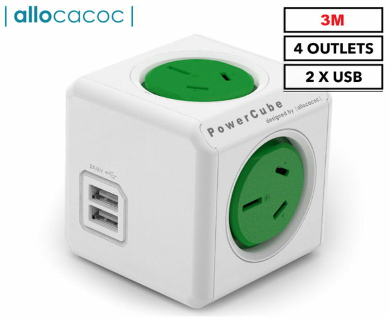 Allocacoc 5-Outlet/4-Outlet 1.5m/3m or 2x USB Original Extended PowerCube
