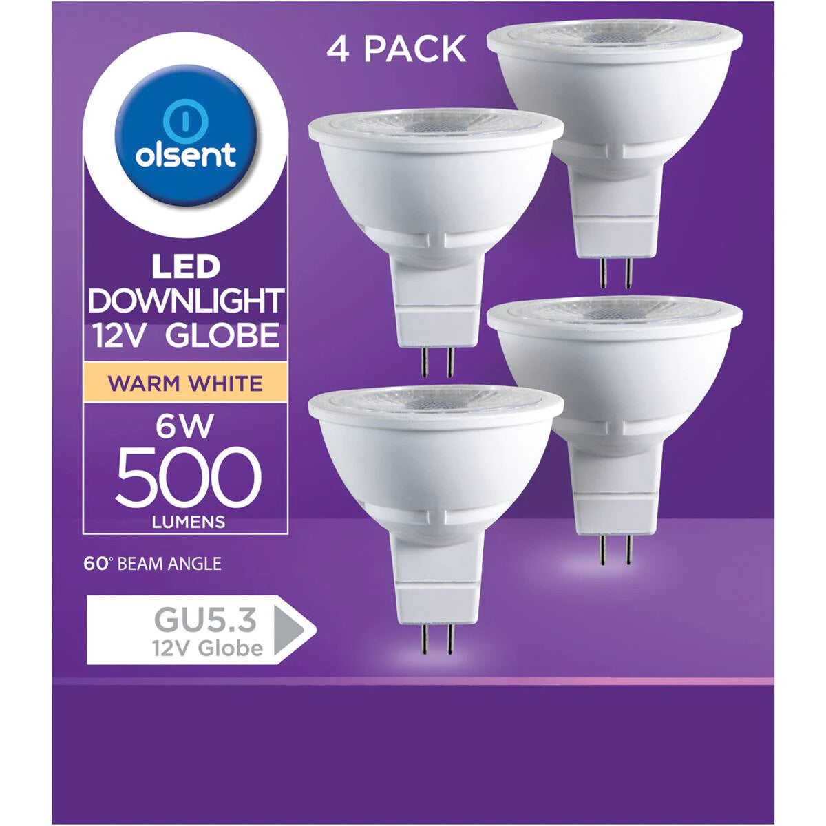 4 GU5.3 MR16 6w LED Recessed Lighting Downlight 500 Lumen 3000K Warm White Globe