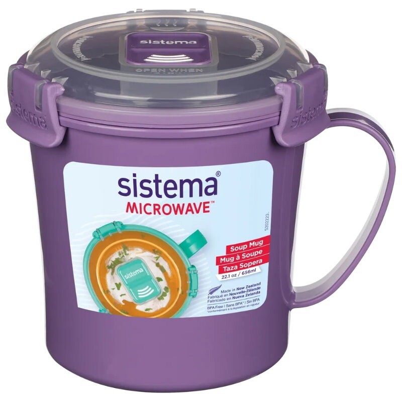 Sistema 3-Pack 656ml Microwave Medium Soup Mug Food Container BPA-Free