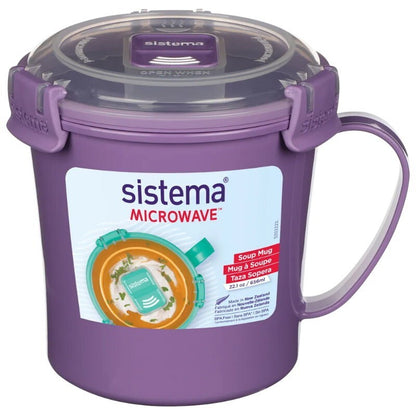 Sistema 3-Pack 656ml Microwave Medium Soup Mug Food Container BPA-Free