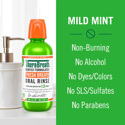 TheraBreath Mild Mint 1L Gentle Non-Burning Mouthwash Oral Rinse Freshen Breath