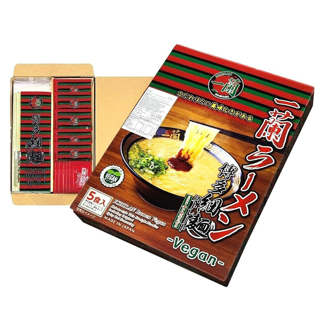Ichiran Ramen 5 x 124g Vegan Hakata Style Thin Straight Noodle with Spice Japan