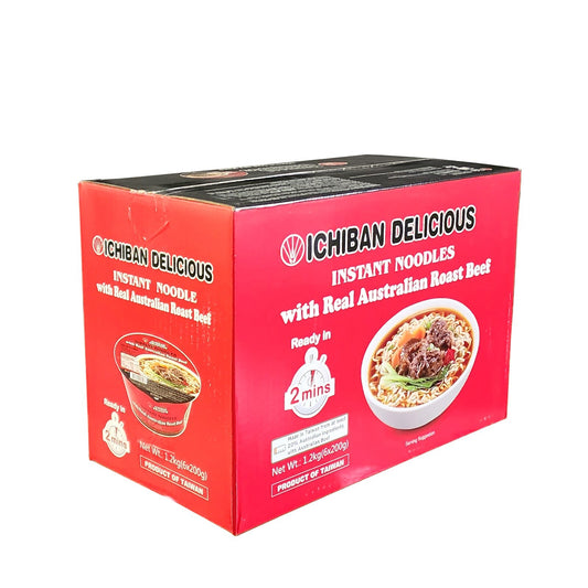 Ichiban Delicious With Real Australian Roast Beef Instant Bowl Noodles 6 x 200g