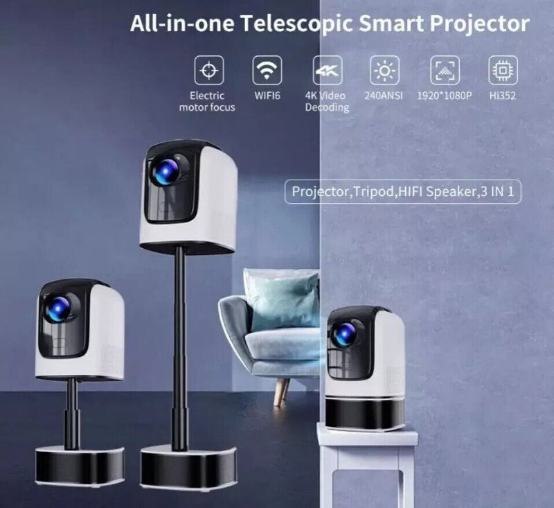 Topleo HY360 3-in-1 1080p 4K Portable Home Theater WiFi Projector HiFi Speaker