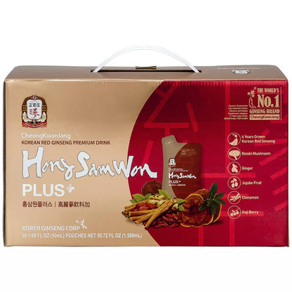 Hong Sam Won Plus Korean Red Ginseng Premium Herbal Health Energy Drink Tea 30pk