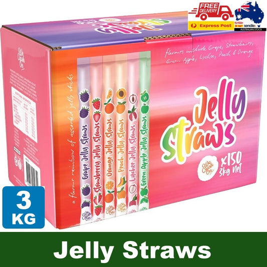 We Crush On 150-Pack 6 Fruit Jelly Straws Sticks 3kg Fun & Fruity Chewy Treats