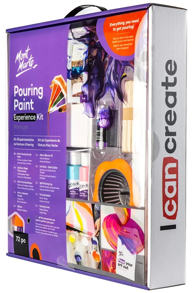 Mont Marte 72 Piece Premium Paint Experience Kit Pouring Paint Set Creative Art