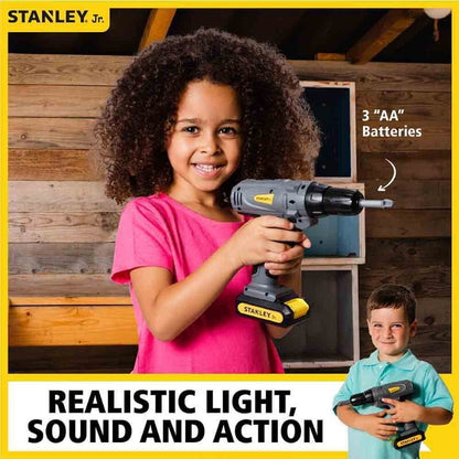 Stanley Jr. 18-Piece Role Play Toy Battery Power Tool Set Sound & Light for Kids