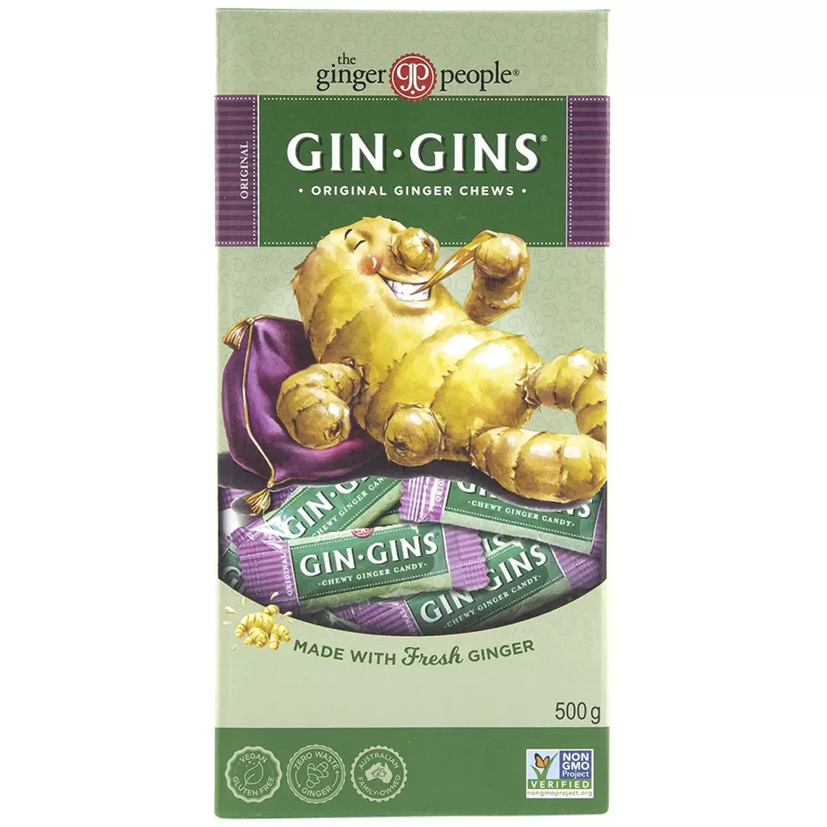 Original Ginger Chew Natural For Nausea Digestion Vegan Gluten Free Non GMO 500g
