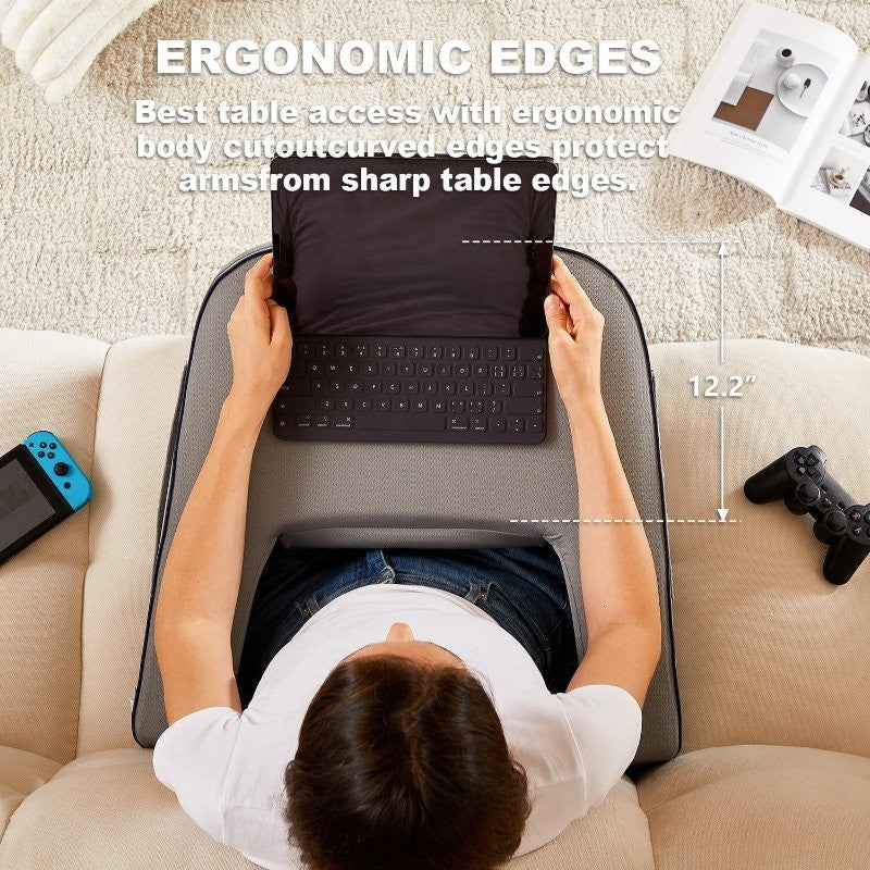 Casual Living Lap Desk Pillow Memory Foam Removable Knit Cover for Bed & Couch