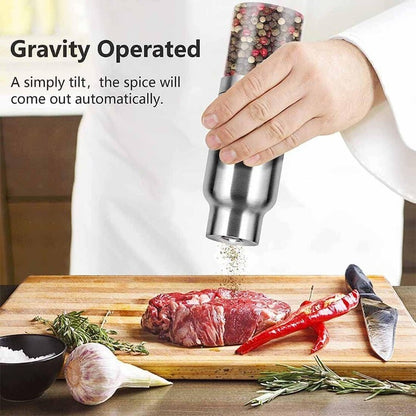 CARAHAN Salt / Pepper Gravity Activated Electric Grinder Set Adjustable & AUTO
