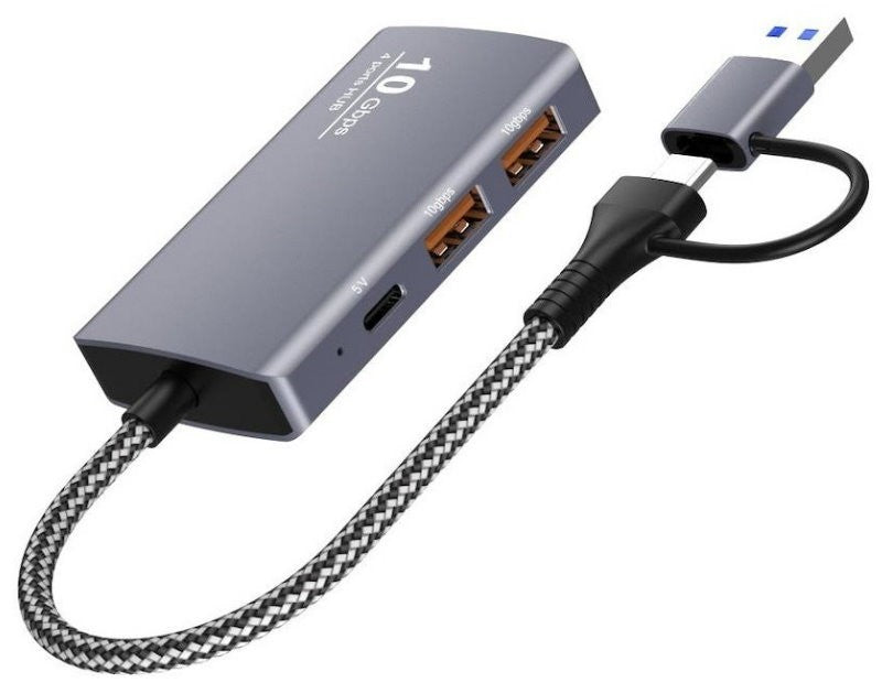 Universal 5-in-2 USB 3.2 Gen2 10Gbps Hub Splitter with 4x USB 3.2 + 1x USB C