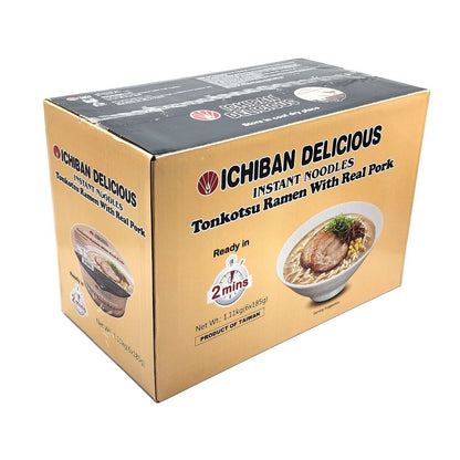 Ichiban Tonkotsu Ramen Instant Bowl Noodles Delicious with Real Pork 6x185g Meal