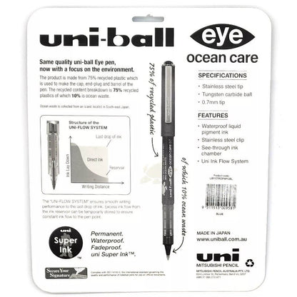 Uni-Ball Eye Ocean Care Rollerball Pen Blue/Black Liquid Ink 0.7mm - UB157
