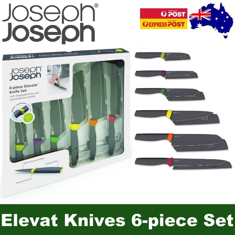 Joseph Joseph 6-Piece Multi-Colour Elevate Knife Set with Protective Sheaths