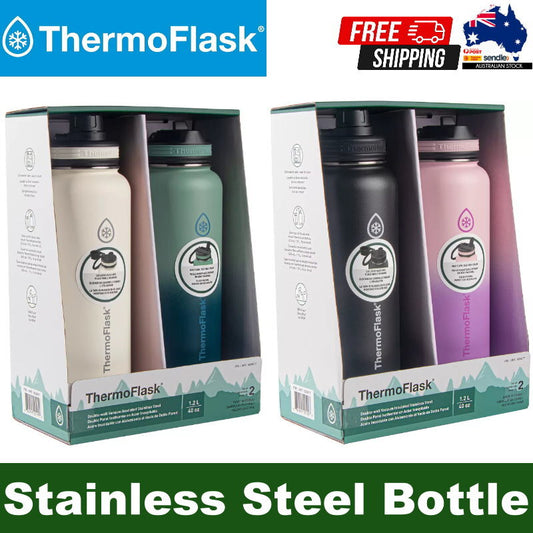 ThermoFlask 2-Pack Double Wall Vacuum Insulated Stainless Steel Water Bottles