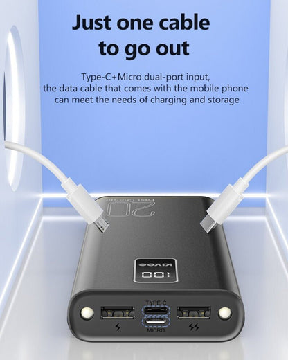 KIVEE 20000mAh Power Bank Digital Display Portable Battery USB-C Fast Charger