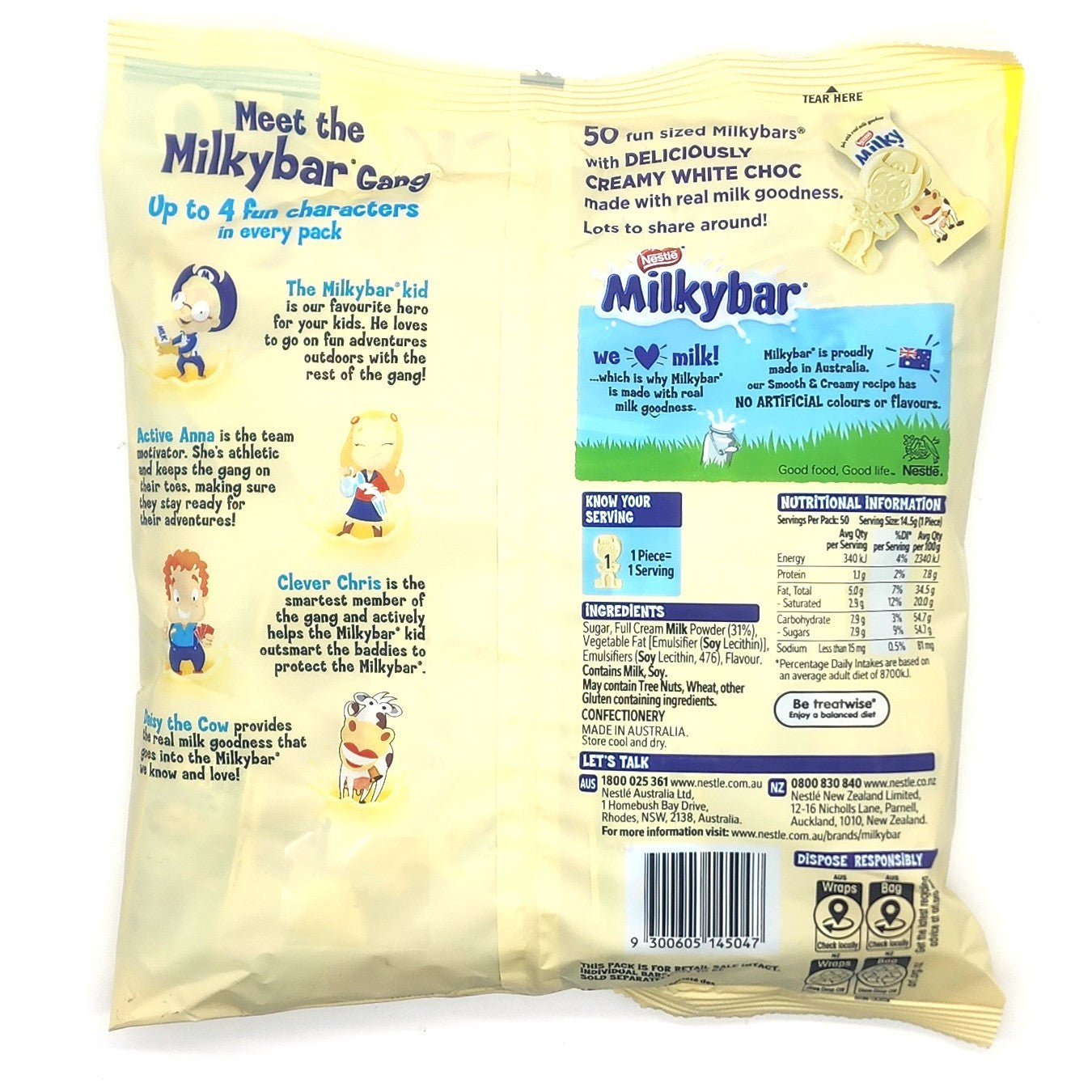 Nestle Milkybar Creamy White Chocolate 50 bars Fun Size Kids Sweet Treat 725g