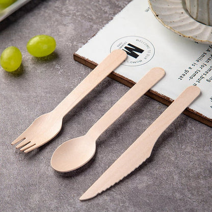 Santora 500 PCs Birch Disposable Cutlery Set Eco-Friendly - Spoon, Fork, Knife