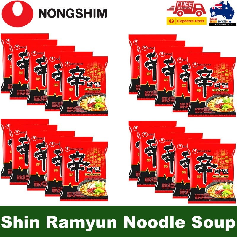 Nongshim Shin Ramyun Instant Noodle Soup 120g Korean Style Pack of 5, 10, 15, 20