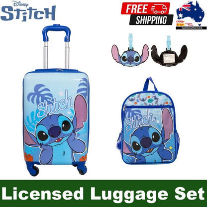 Licensed Disney Stitch Children's Travel Luggage Backpack Set With Luggage Tag