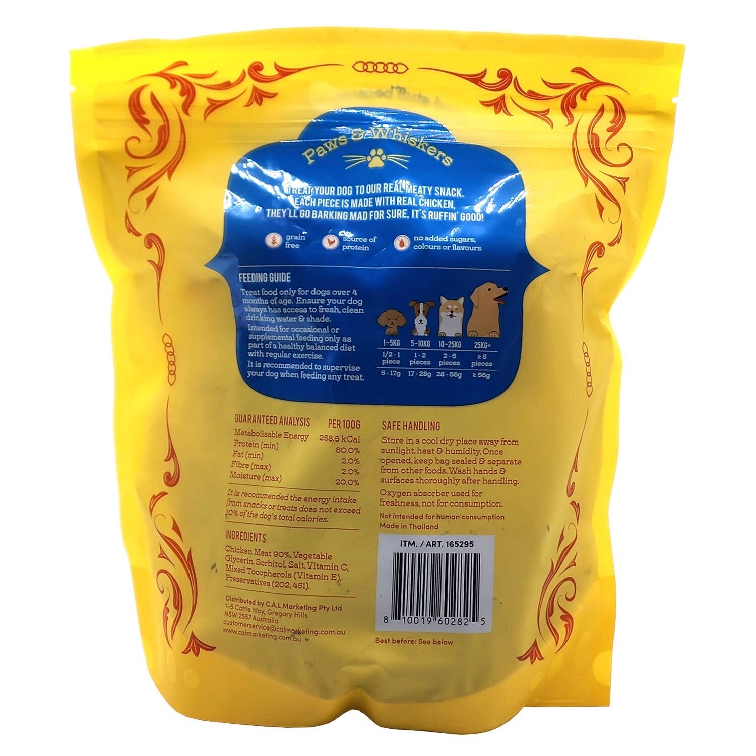 Paws & Whiskers Real Chicken Tenders Premium Dog Pet Treats Vitamin C & E 500g