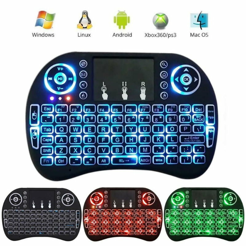 3 Colour LED Wireless Mini Keyboard Touchpad for Smart TV Android Box PC GAMES