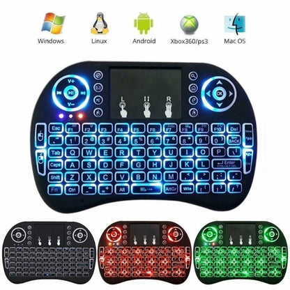 3 Colour LED Wireless Mini Keyboard Touchpad for Smart TV Android Box PC GAMES