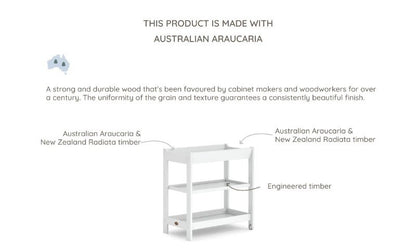 Boori 3 Tier Changer Wood Nursery Multifunctional Changing Table for Newborns