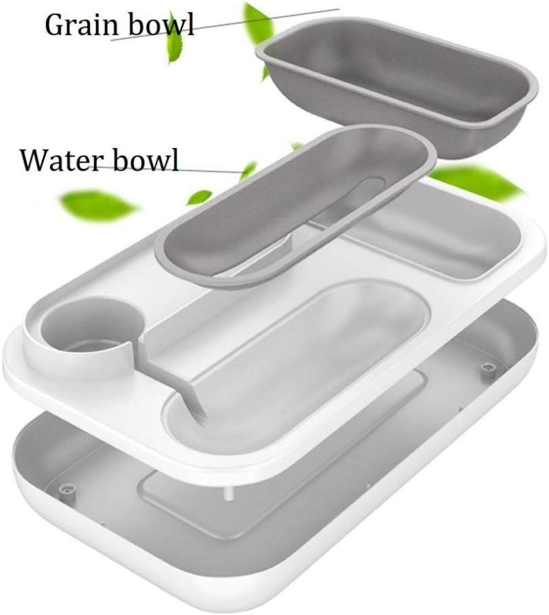 Ameifu 2-in-1 Cat Pet Bowls Food & Water Dispenser with Automatic Water Fountain