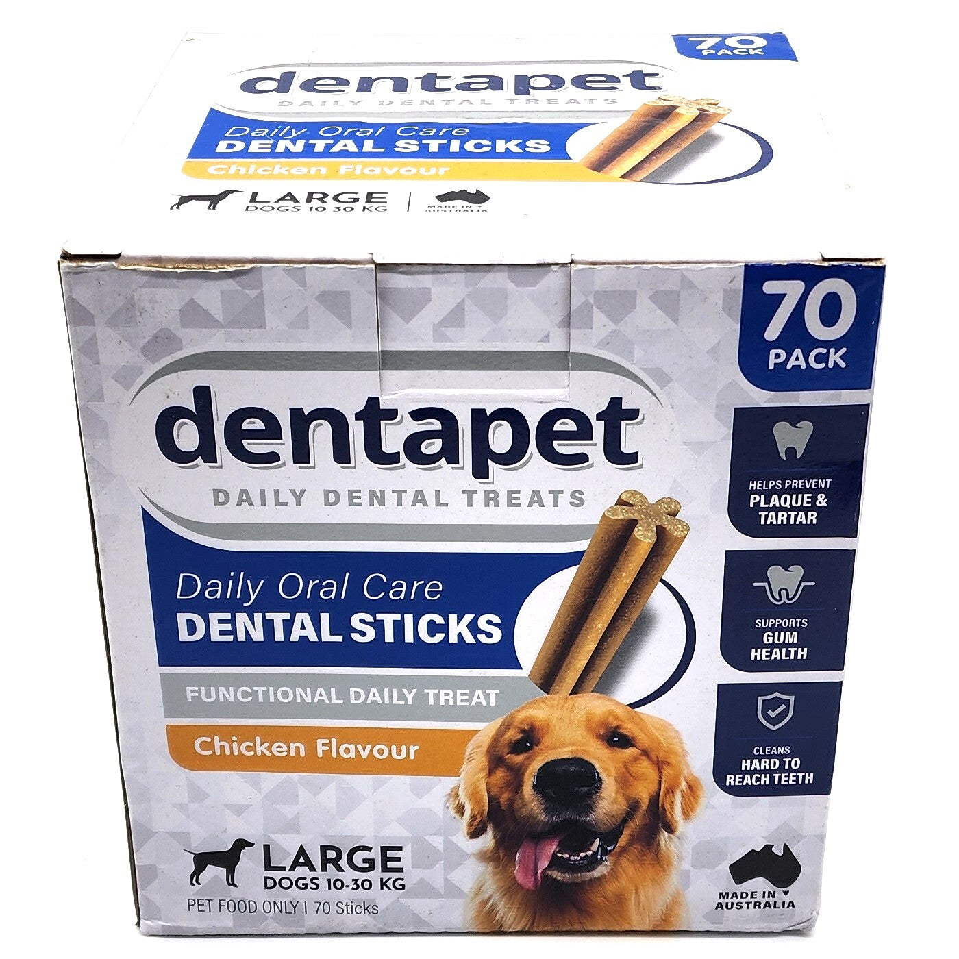 Dentapet Daily Dental Treats Large Pet Dog Oral Care Chicken Flavour 70 Sticks