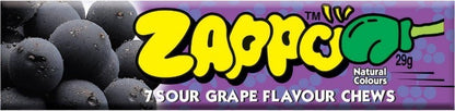 Zappo 30-Pack Grape & Strawberry Sour Flavoured Chews Lollies Mega Pack 870g