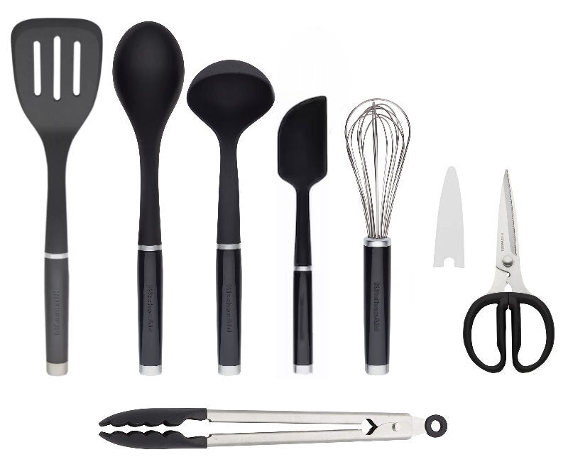 KitchenAid 7 Piece Kitchen Tool & Gadget Set - Turner, Spoon, Ladle, Tipped Tong