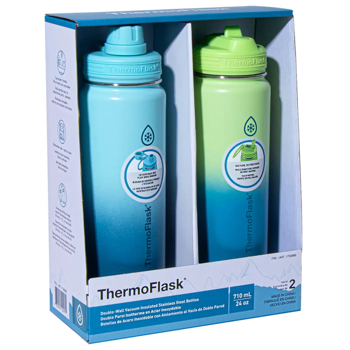 2 x 710ml Thermoflask Double Vacuum Stainless Steel Water Drink Bottle Hot Cold