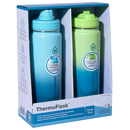 2 x 710ml Thermoflask Double Vacuum Stainless Steel Water Drink Bottle Hot Cold