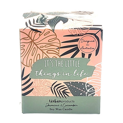 Urban Products Jasmine & Cucumber Fresh Scented Natural Soy Wax Candle 9cm
