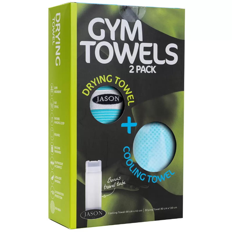 2 Pack Jason Gym Towel Set - Instant Cooling Towel & Ribbed Drying Towel