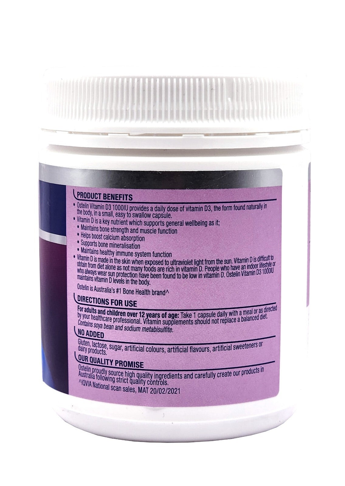 Ostelin Vitamin D3 1000IU Maintain Muscle & Bone Strength 400 Capsules Halal
